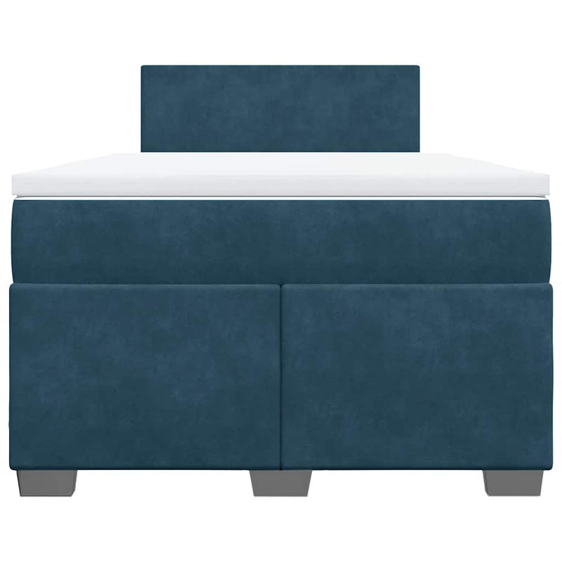 Pat box spring cu saltea, albastru, 120x200 cm, catifea