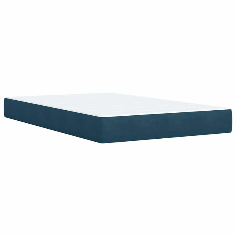 Pat box spring cu saltea, albastru, 120x200 cm, catifea