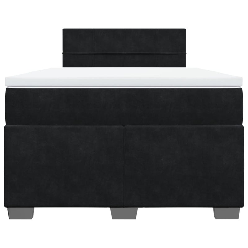 Pat box spring cu saltea, negru, 120x200 cm, catifea