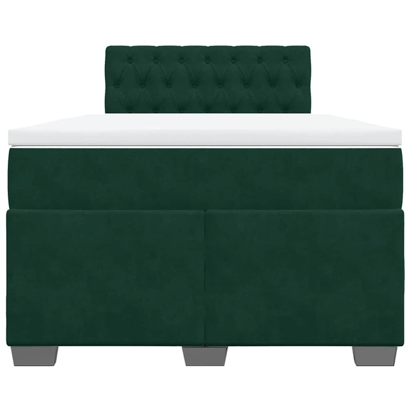 Pat box spring cu saltea, verde închis, 120x200 cm, catifea