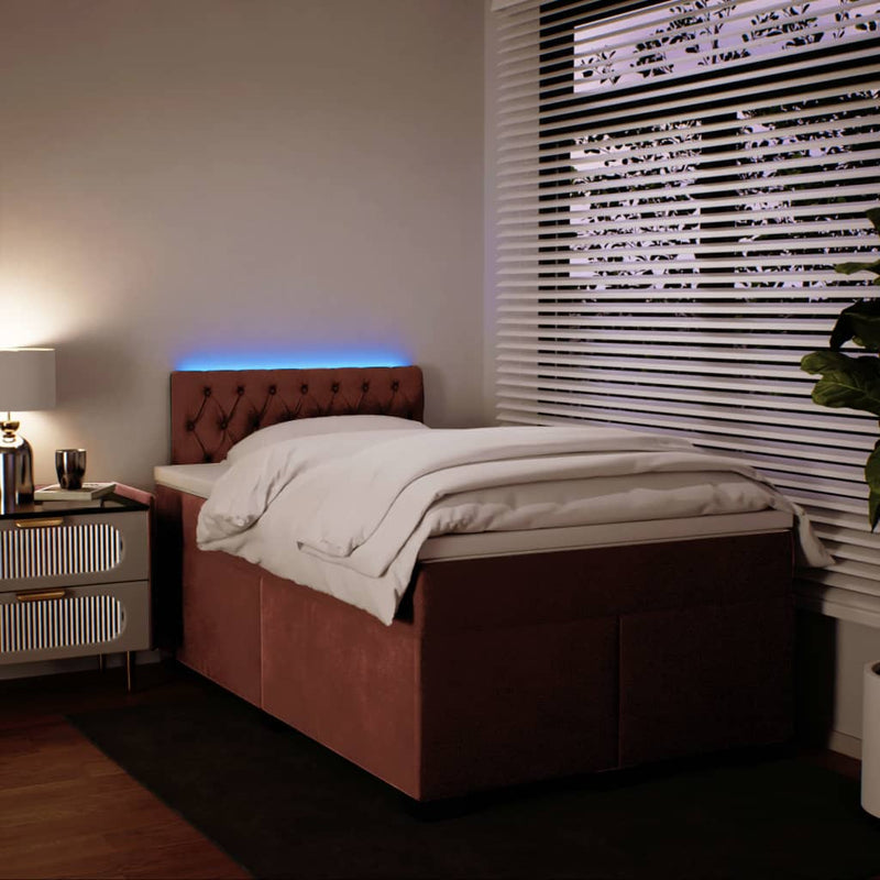 Pat box spring cu saltea, roz, 120x200 cm, catifea