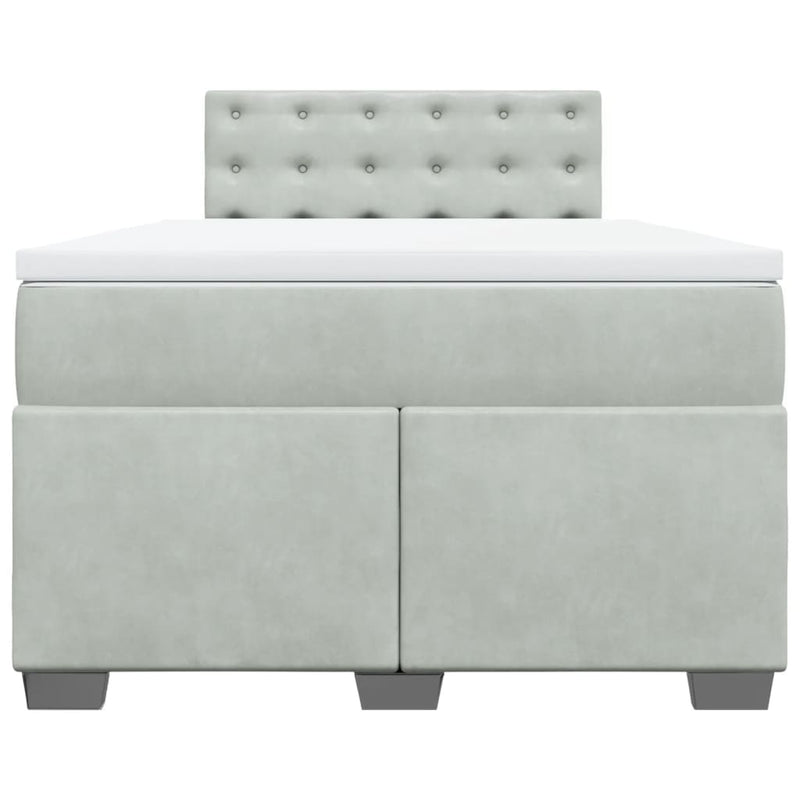 Pat continental cu saltea, gri deschis, 120x200 cm, catifea