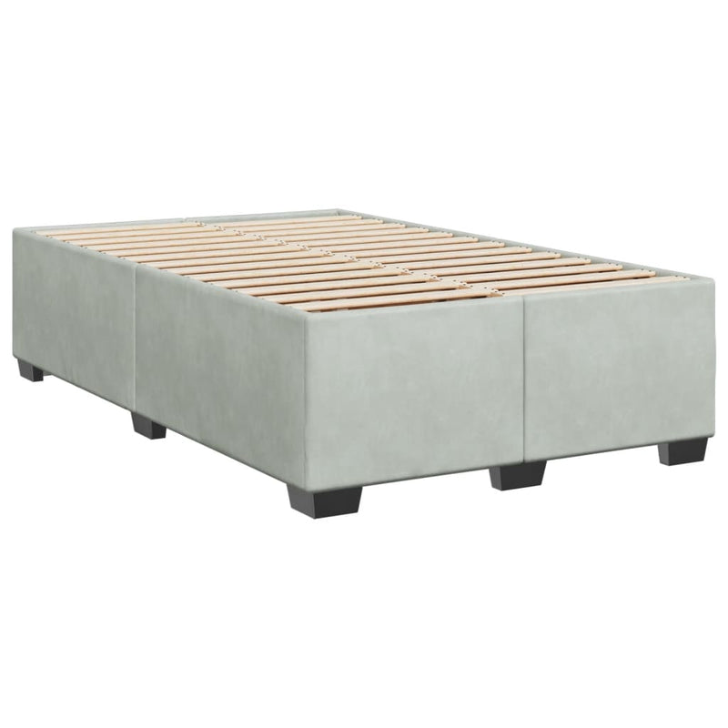 Pat continental cu saltea, gri deschis, 120x200 cm, catifea