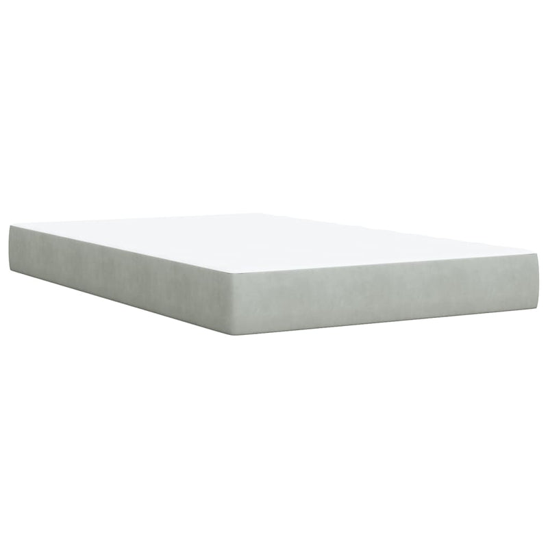 Pat continental cu saltea, gri deschis, 120x200 cm, catifea