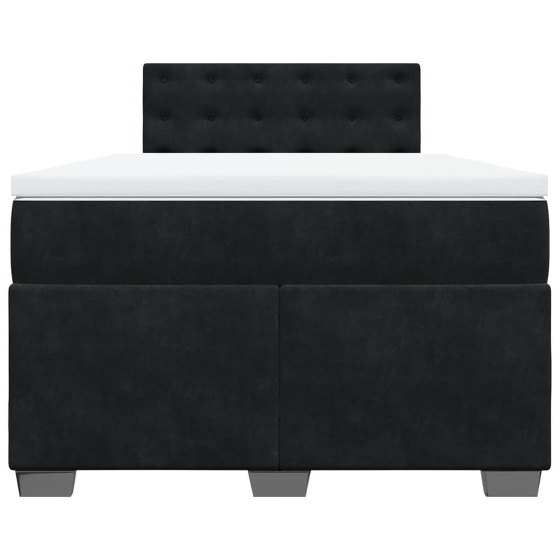 Pat box spring cu saltea, negru, 120x200 cm, catifea