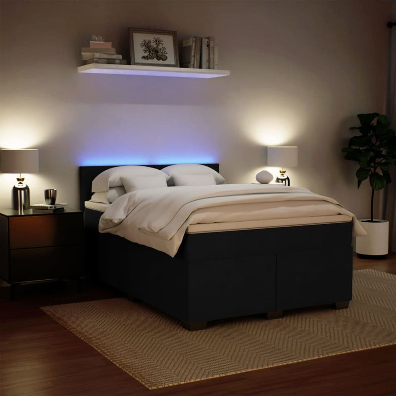 Pat box spring cu saltea, negru, 140x190 cm, catifea