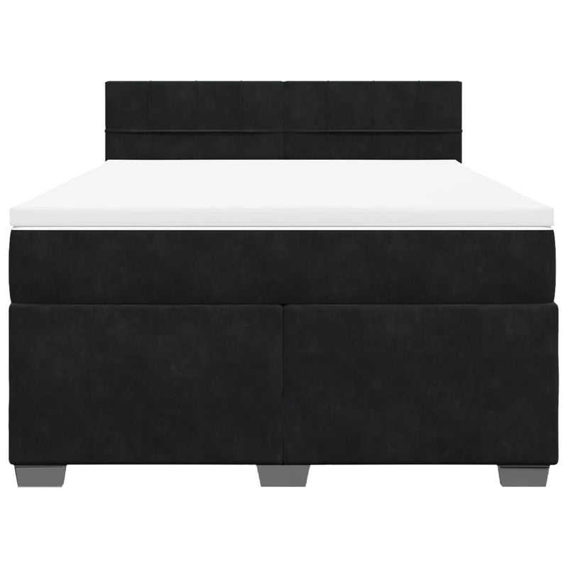 Pat box spring cu saltea, negru, 140x190 cm, catifea