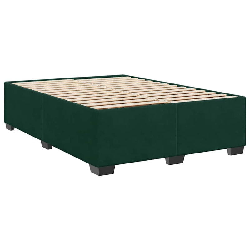 Pat box spring cu saltea, verde închis, 140x190 cm, catifea