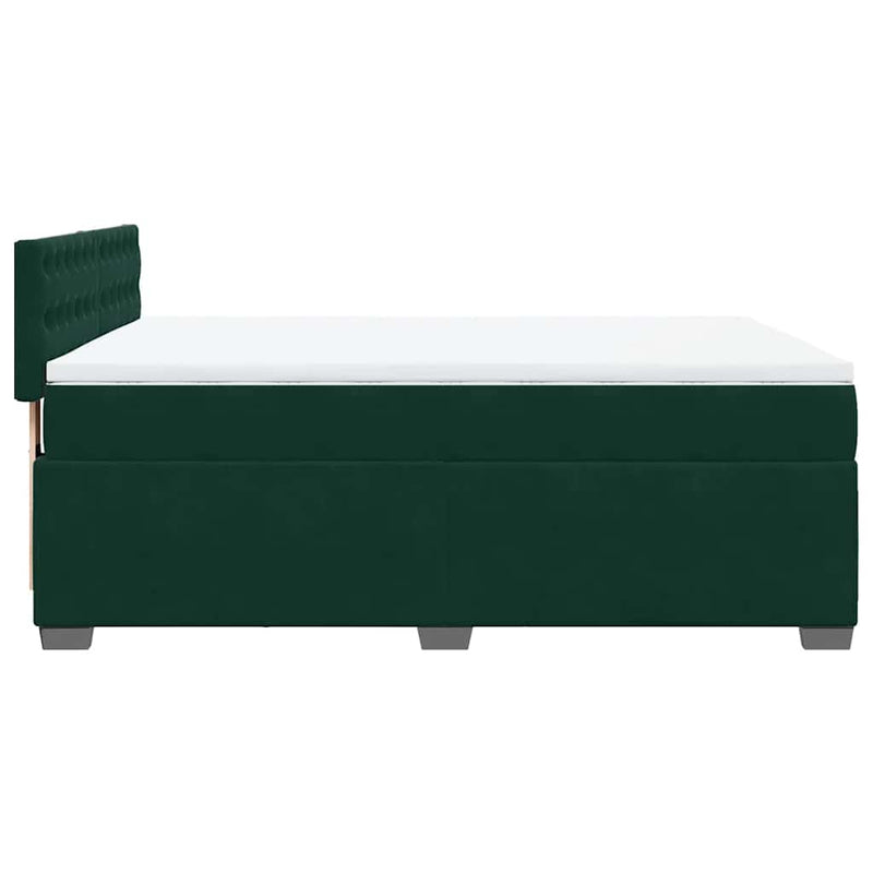 Pat box spring cu saltea, verde închis, 140x190 cm, catifea