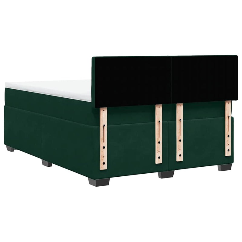Pat box spring cu saltea, verde închis, 140x190 cm, catifea