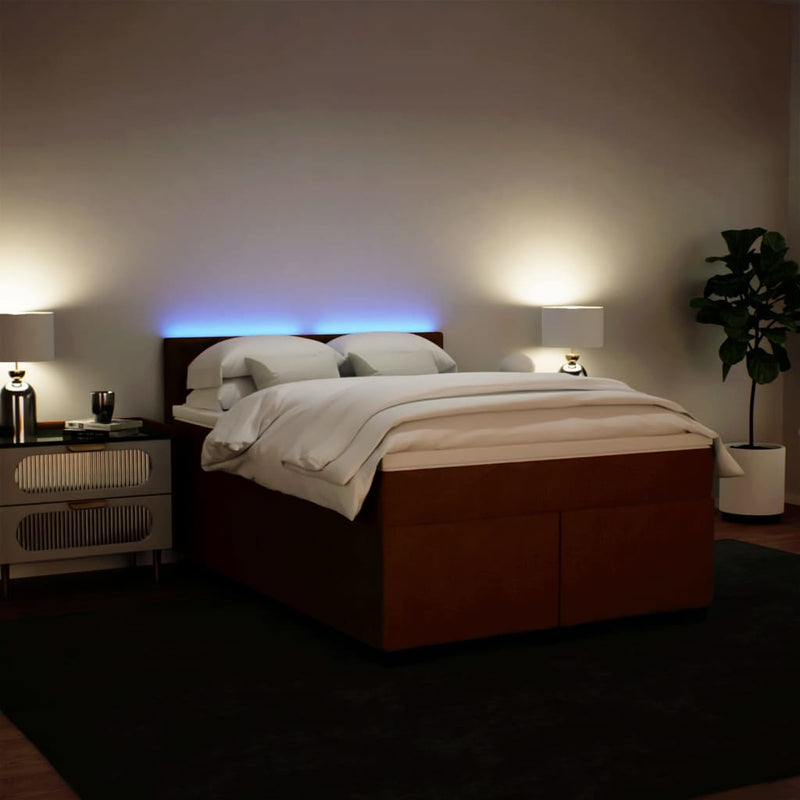 Pat box spring cu saltea, roz, 140x190 cm, catifea