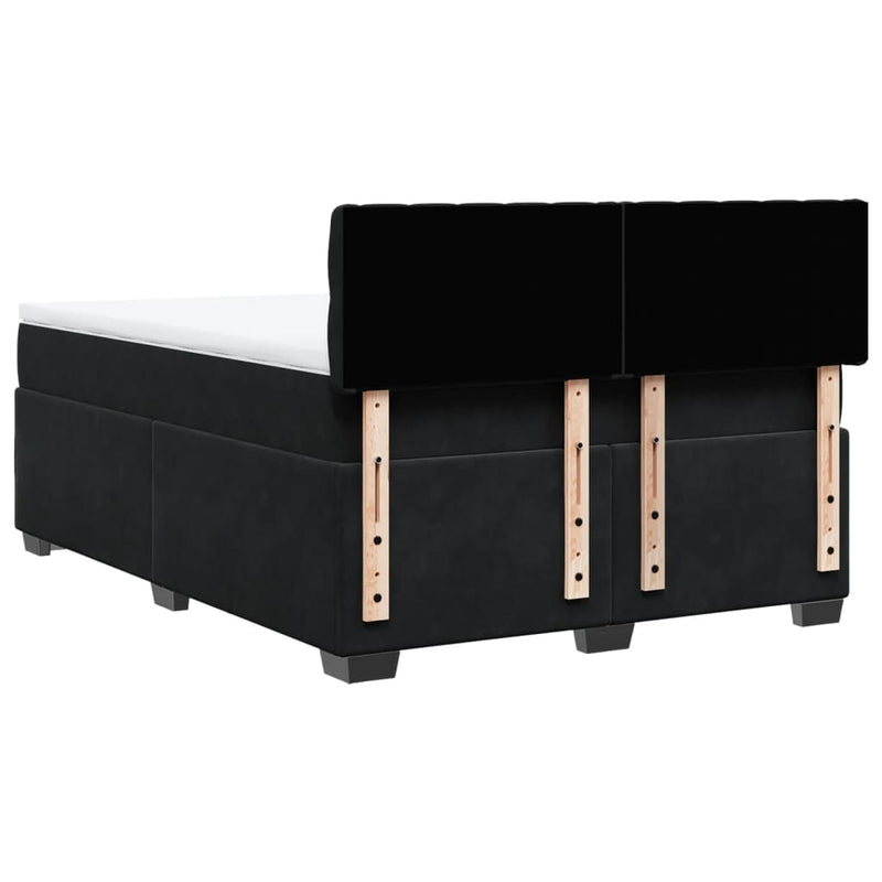 Pat box spring cu saltea, negru, 140x200 cm, catifea