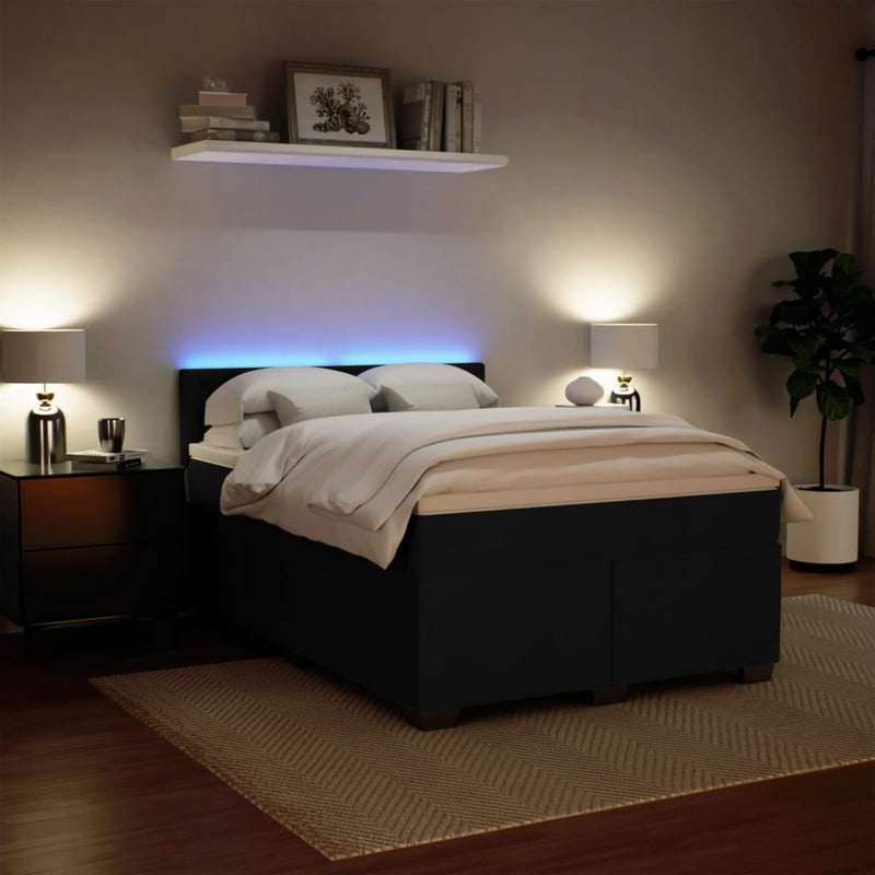 Pat box spring cu saltea, negru, 140x200 cm, catifea