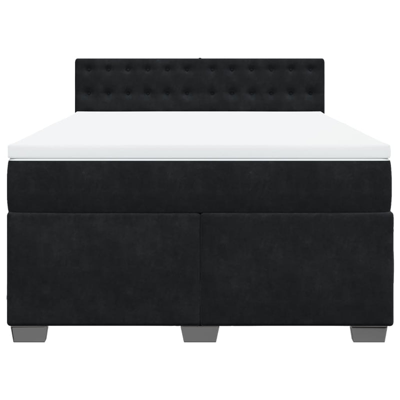 Pat box spring cu saltea, negru, 140x200 cm, catifea
