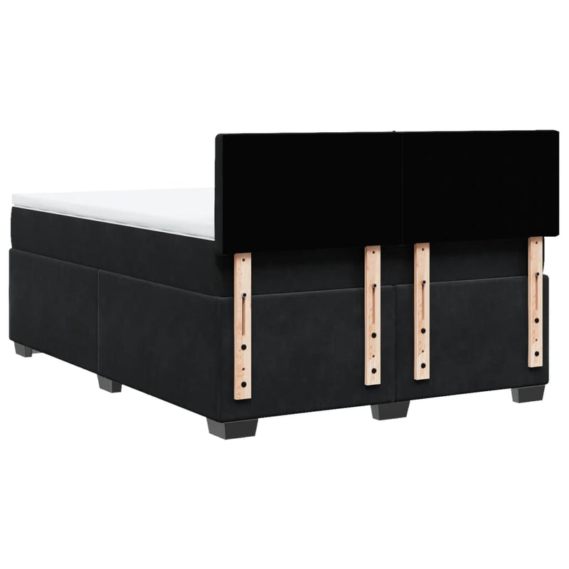 Pat box spring cu saltea, negru, 140x200 cm, catifea