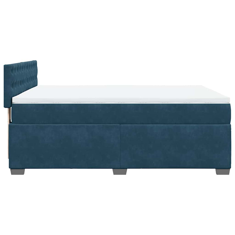 Pat box spring cu saltea, albastru, 140x200 cm, catifea