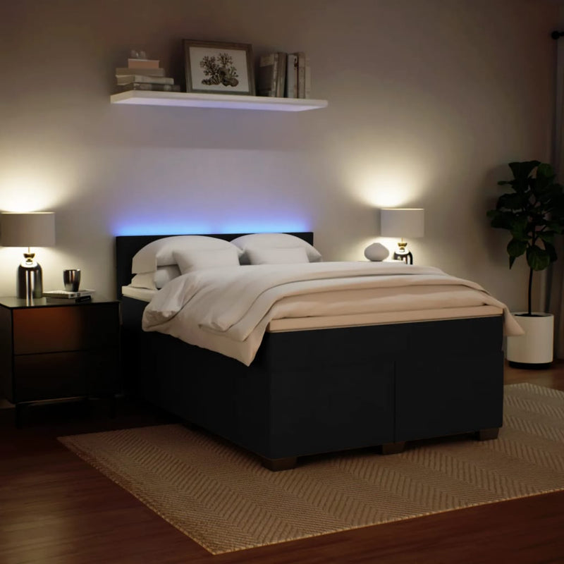 Pat box spring cu saltea, negru, 160x200 cm, catifea