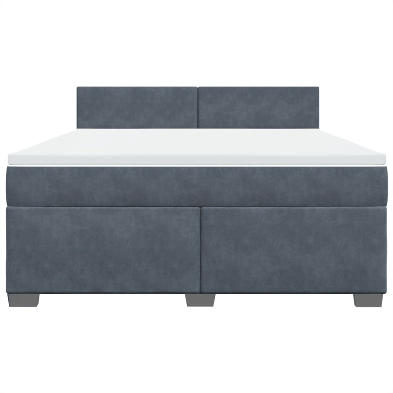 Pat box spring cu saltea, gri închis, 180x200 cm, catifea