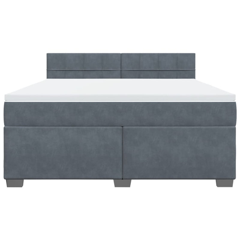 Pat box spring cu saltea, gri închis, 180x200 cm, catifea