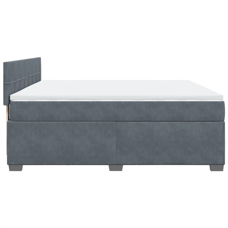 Pat box spring cu saltea, gri închis, 180x200 cm, catifea