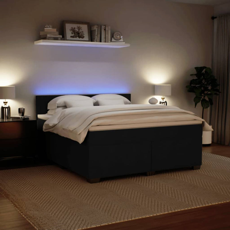 Pat box spring cu saltea, negru, 180x200 cm, catifea
