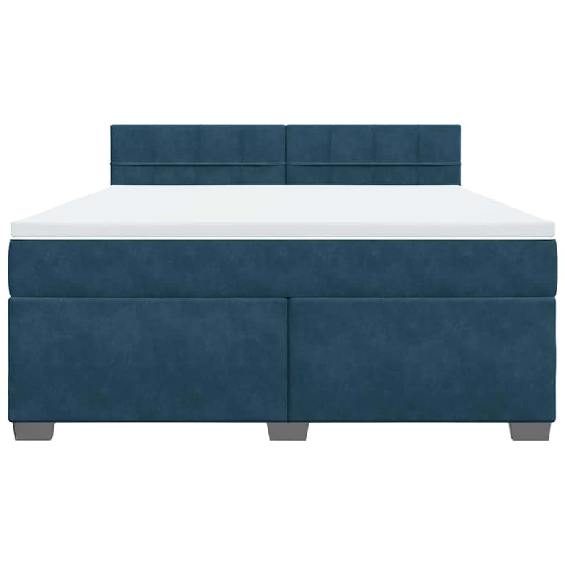 Pat box spring cu saltea, albastru, 180x200 cm, catifea