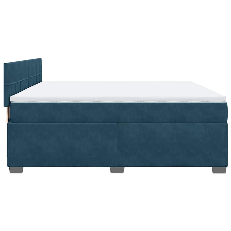 Pat box spring cu saltea, albastru, 180x200 cm, catifea