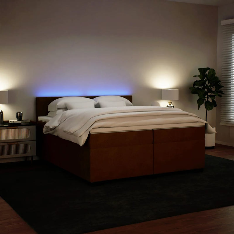 Pat box spring cu saltea, roz, 200x200 cm, catifea