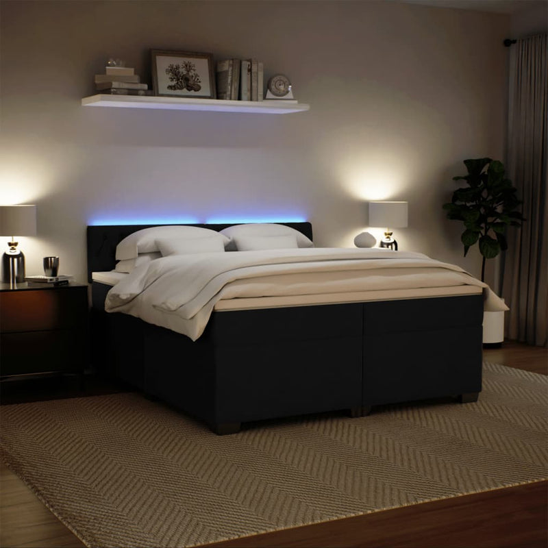 Pat box spring cu saltea, negru, 200x200 cm, catifea
