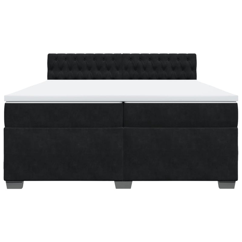 Pat box spring cu saltea, negru, 200x200 cm, catifea