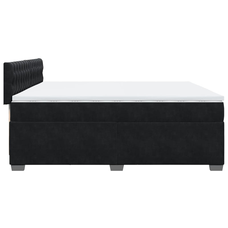 Pat box spring cu saltea, negru, 200x200 cm, catifea