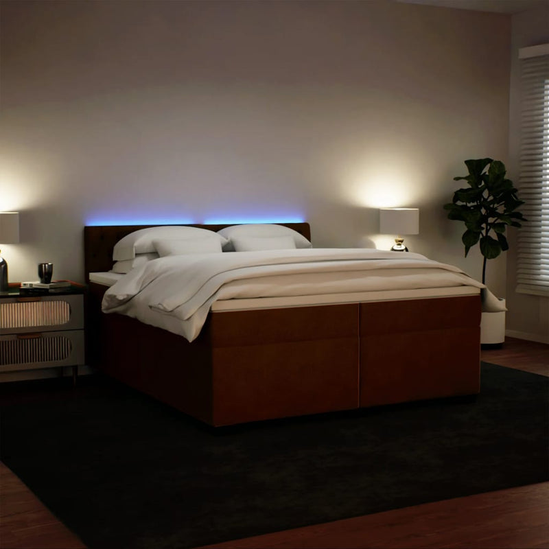 Pat box spring cu saltea, roz, 200x200 cm, catifea