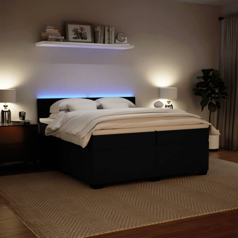 Pat box spring cu saltea, negru, 200x200 cm, catifea