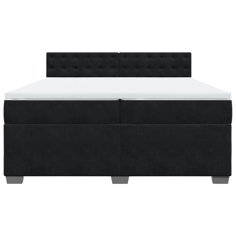 Pat box spring cu saltea, negru, 200x200 cm, catifea