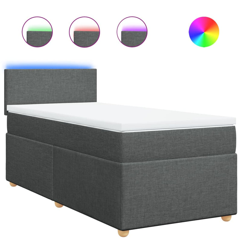 Pat box spring cu saltea, gri închis, 80x200 cm, textil