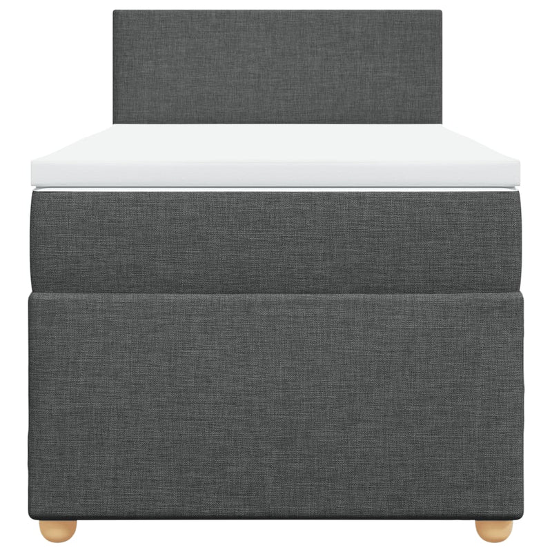 Pat box spring cu saltea, gri închis, 80x200 cm, textil