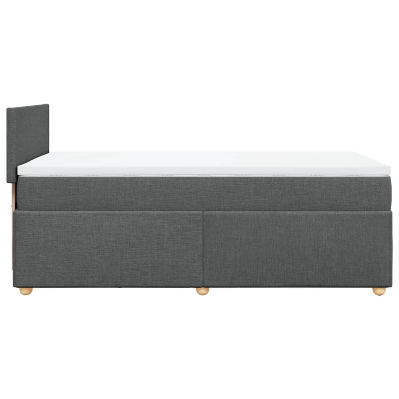 Pat box spring cu saltea, gri închis, 80x200 cm, textil