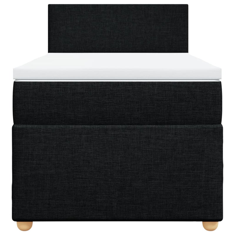 Pat box spring cu saltea, negru, 80x200 cm, textil