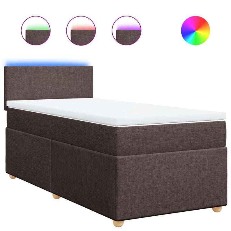 Pat box spring cu saltea, maro închis, 80x200 cm, textil