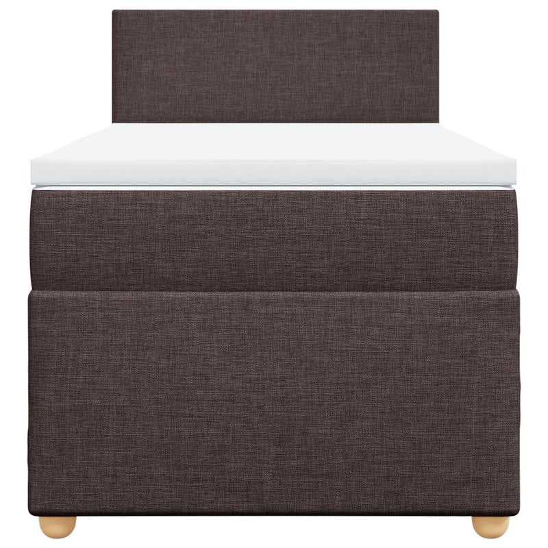 Pat box spring cu saltea, maro închis, 80x200 cm, textil