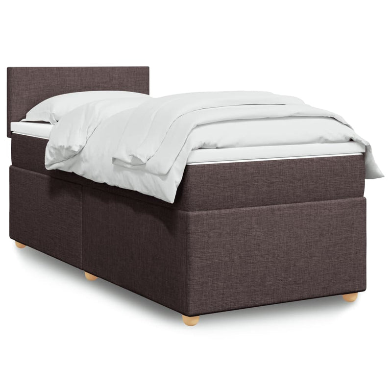 Pat box spring cu saltea, maro închis, 80x200 cm, textil