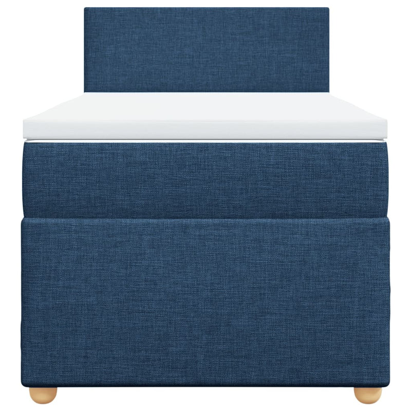 Pat box spring cu saltea, albastru, 80x200 cm, textil