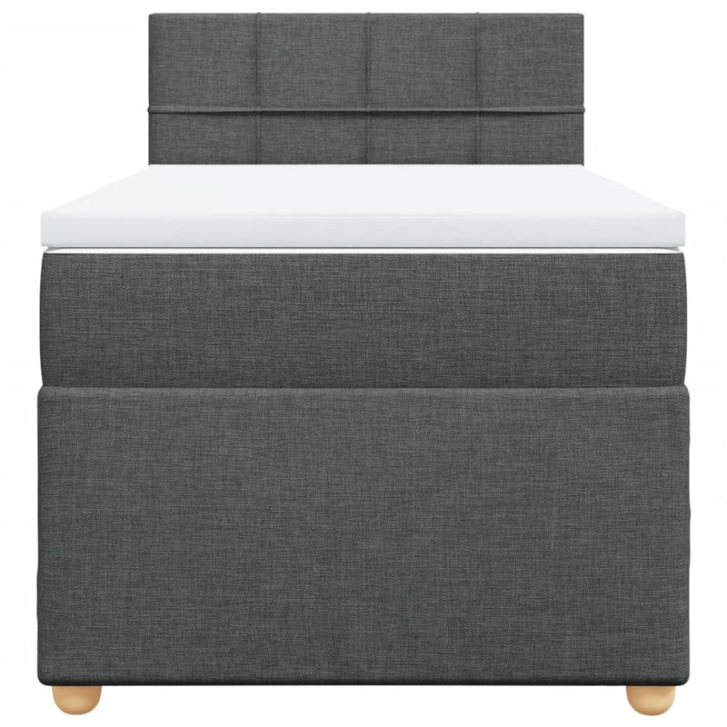 Pat box spring cu saltea, gri închis, 80x200 cm, textil