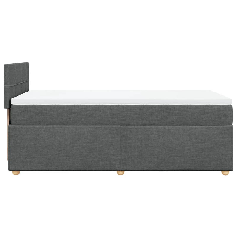 Pat box spring cu saltea, gri închis, 80x200 cm, textil