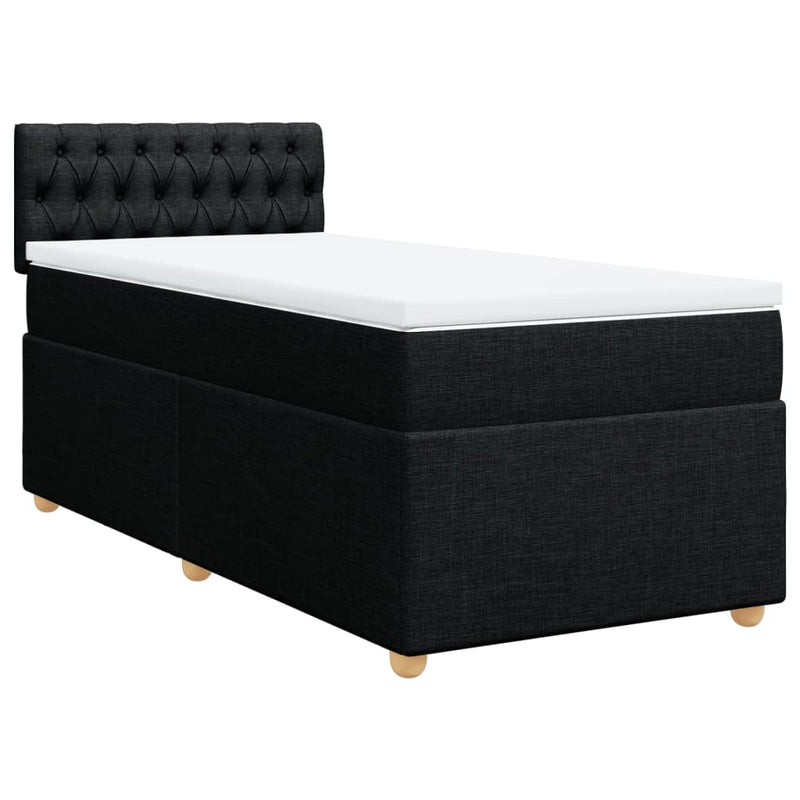 Pat box spring cu saltea, negru, 80x200 cm, textil
