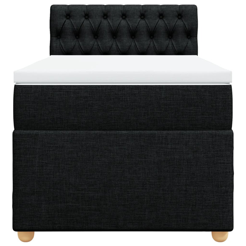 Pat box spring cu saltea, negru, 80x200 cm, textil