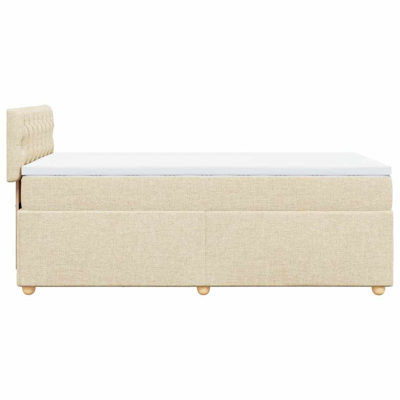 Pat box spring cu saltea, crem, 80x200 cm, textil