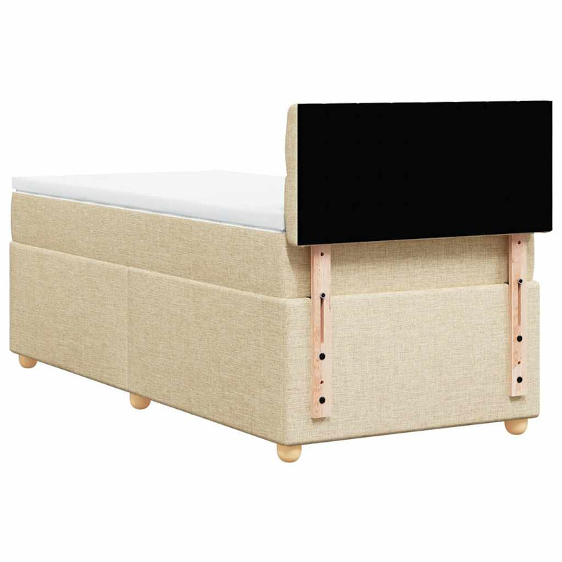 Pat box spring cu saltea, crem, 80x200 cm, textil