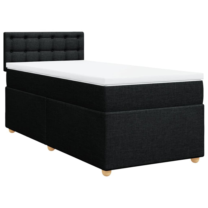 Pat box spring cu saltea, negru, 80x200 cm, textil