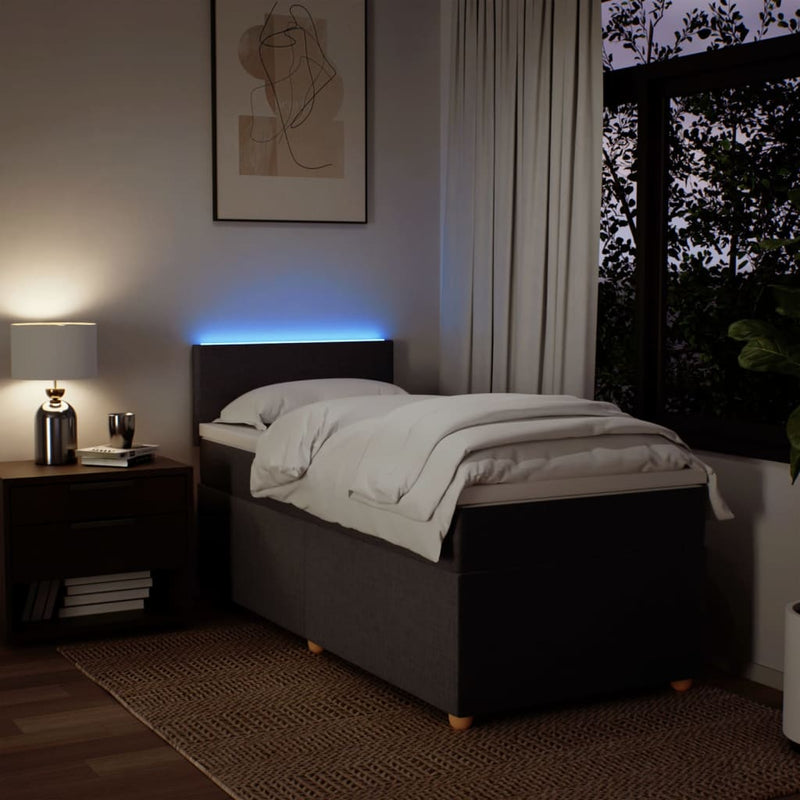 Pat box spring cu saltea, maro închis, 90x190 cm, textil